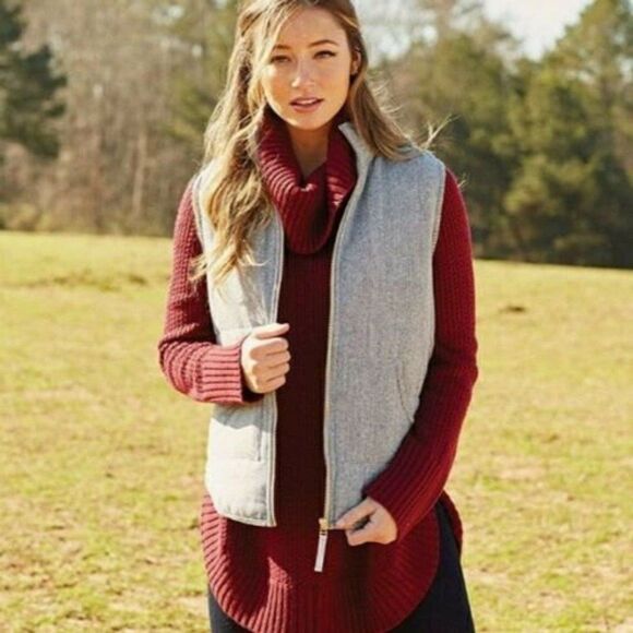 Mudpie Womens Size Medium Brodie Herringbone Vest Gray - Picture 3 of 10